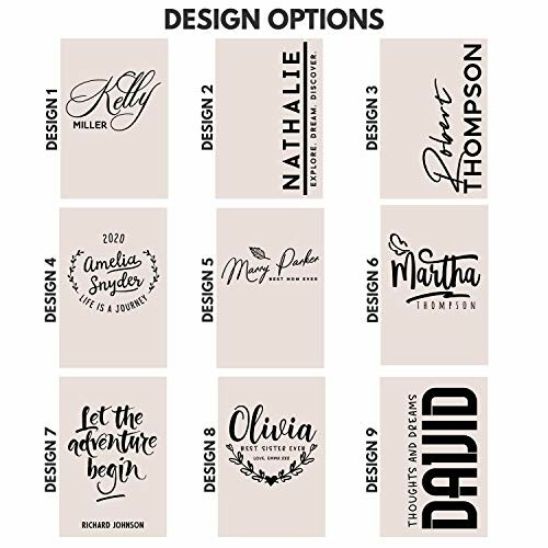 Nine design options with personalized text styles.