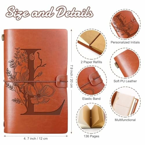 Initial Leather Travel Journal